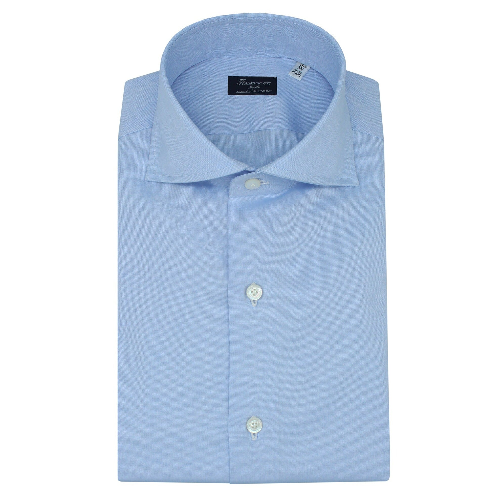 Classic Naples regular fit shirt in light blue zephyr cotton