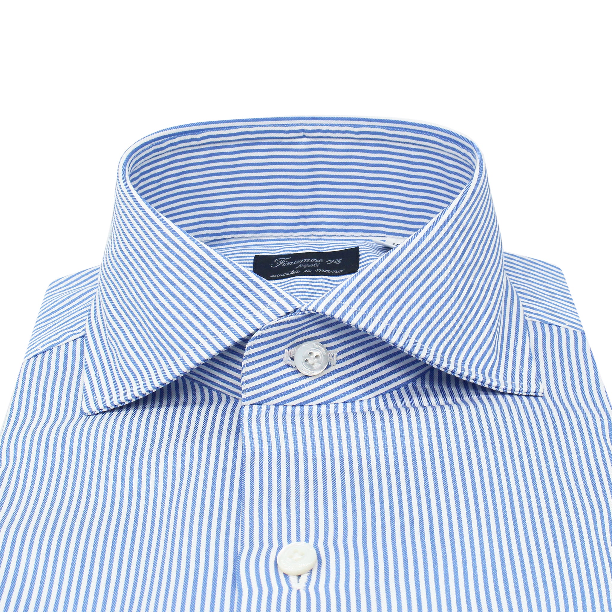 Classic regular shirt Napoli in blue striped cotton