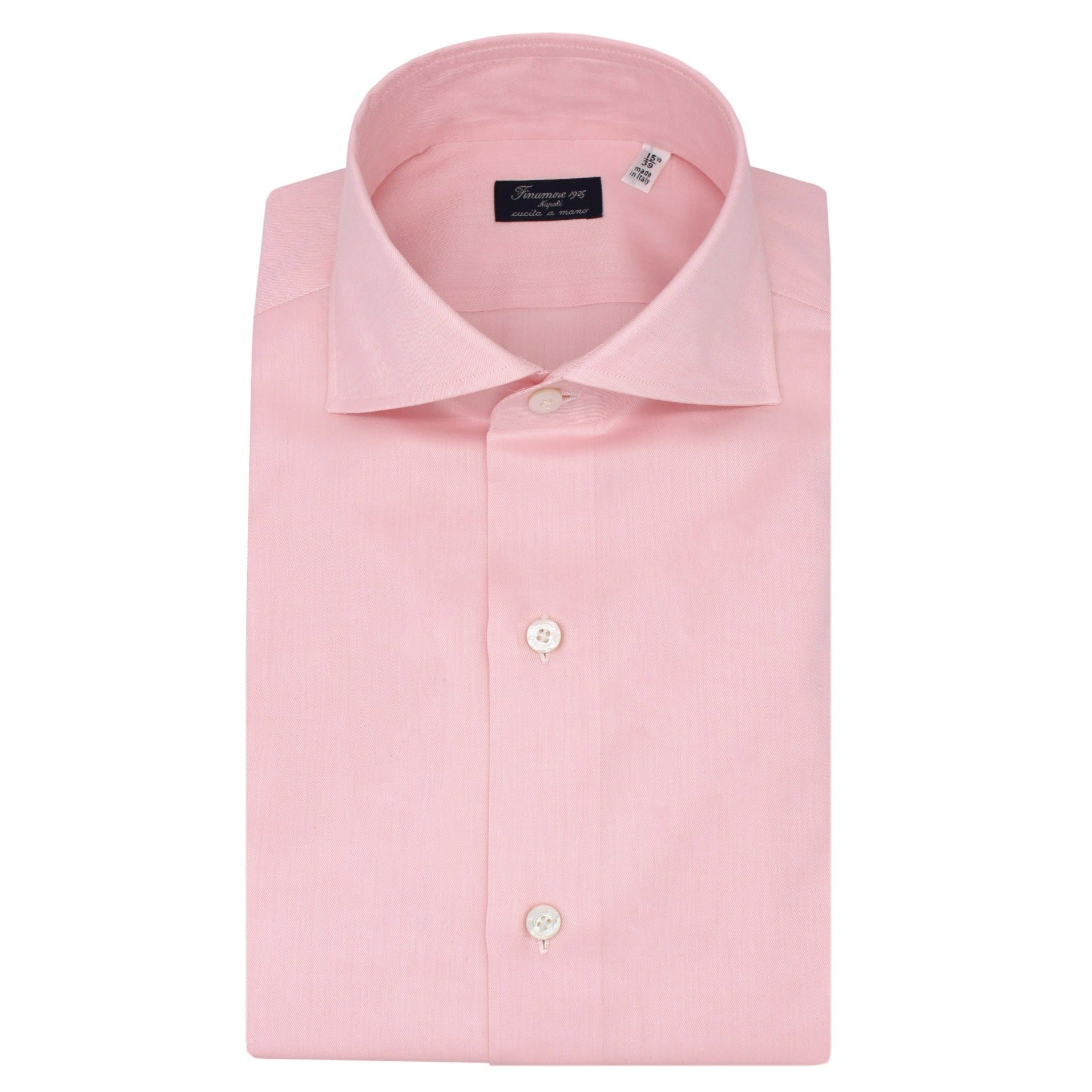 Classic fit Naples shirt in pink cotton twill