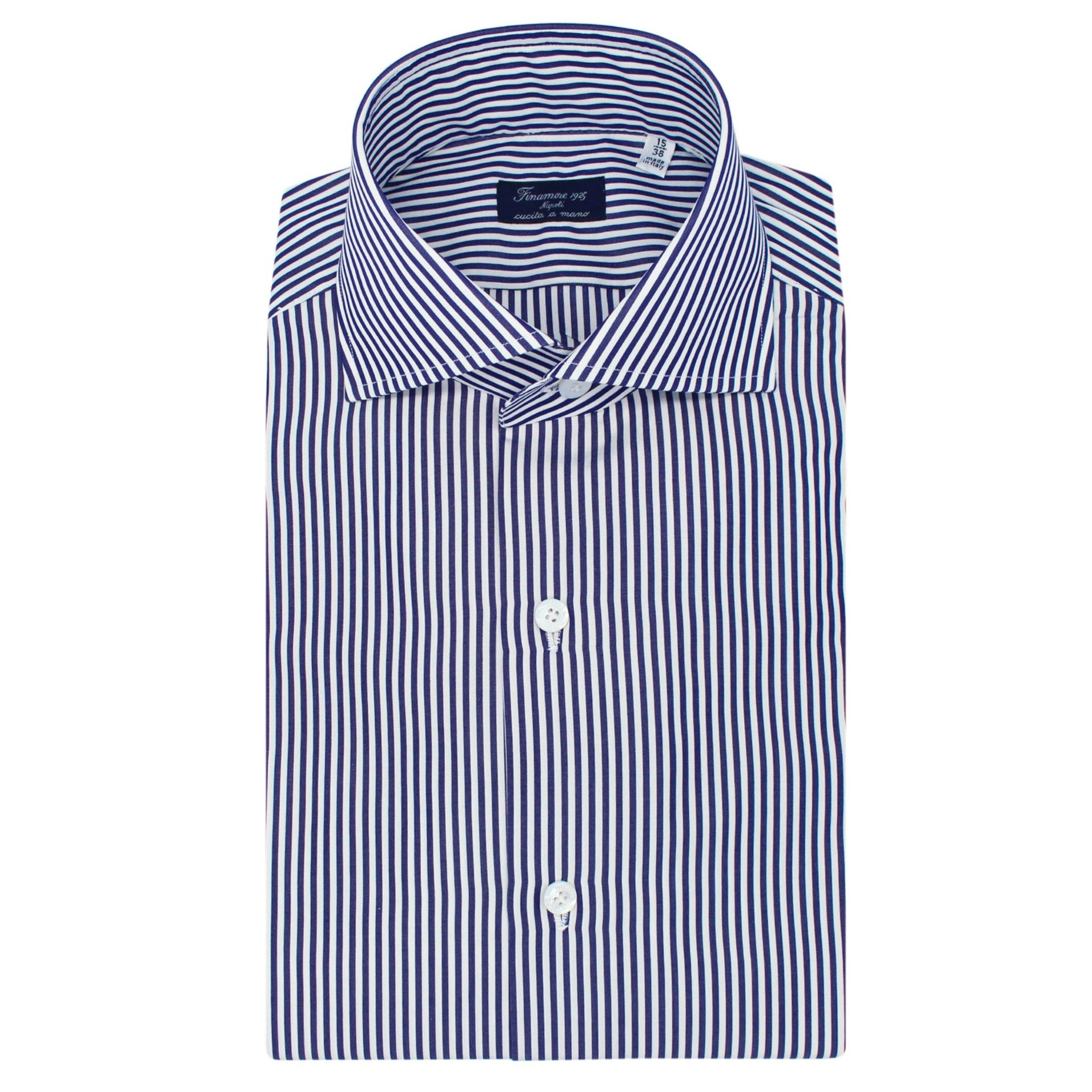 Camicia classica Napoli vestibilità regolare, in cotone, rigata azzurro