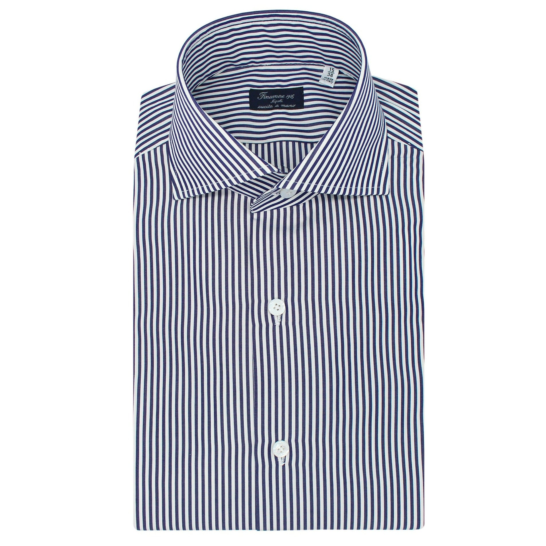 Camicia classica Napoli vestibilità regolare, in cotone, rigata azzurro