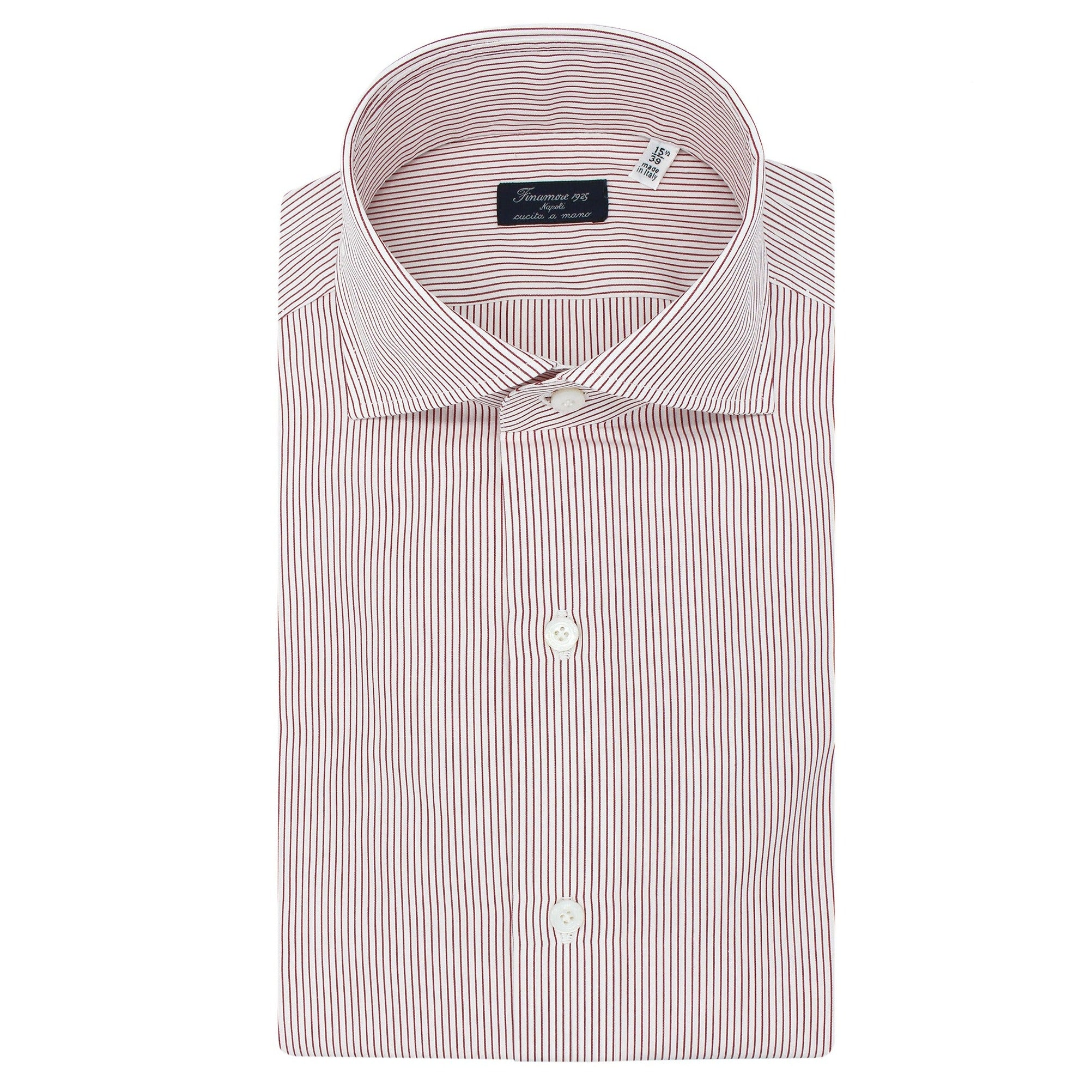 Classic fit shirt Napoli in cotton white bottom micro stripe ble