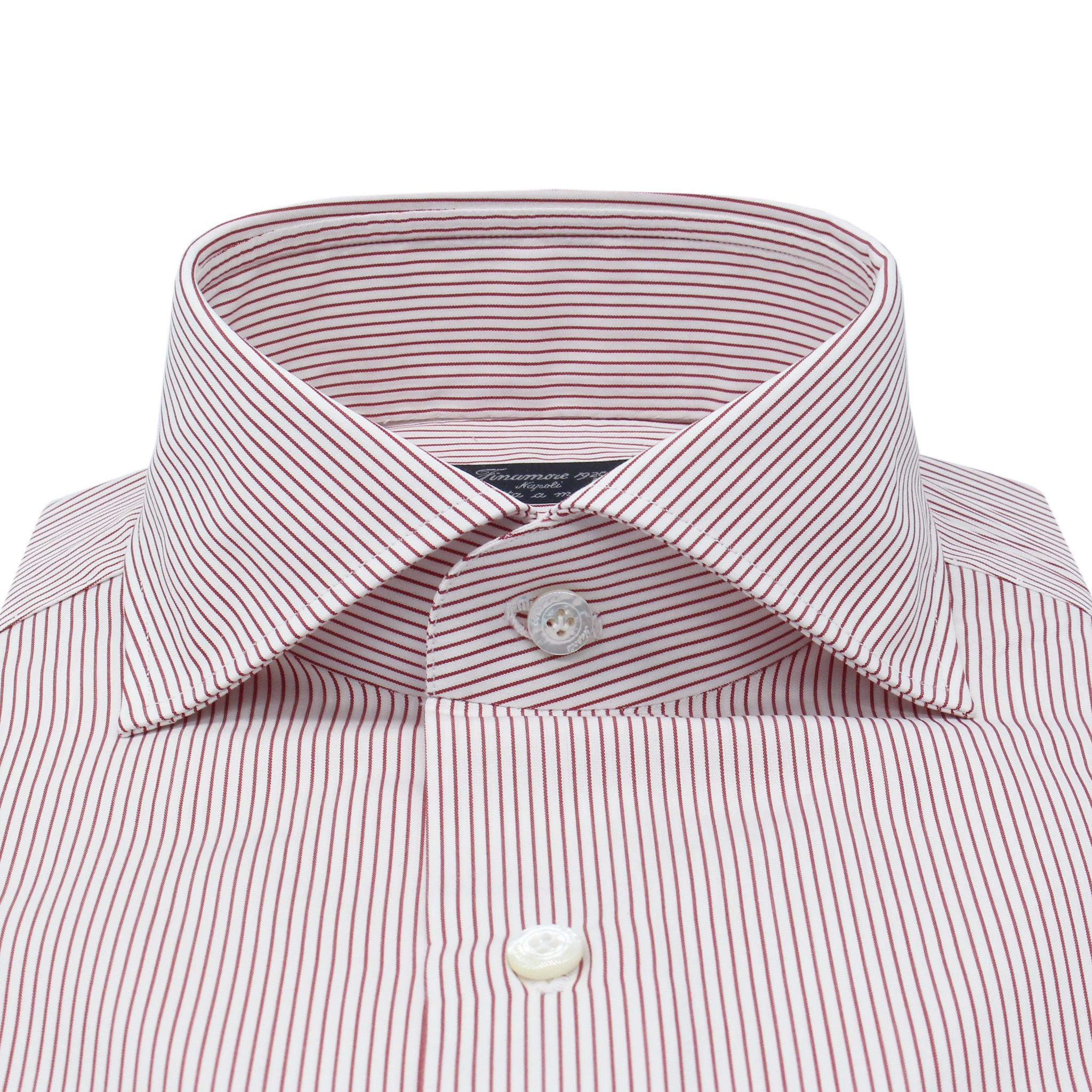 Classic fit shirt Napoli in cotton white bottom micro stripe ble