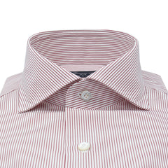 Classic fit shirt Napoli in cotton white bottom micro stripe ble