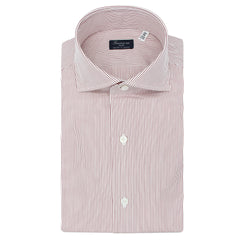 Classic fit shirt Napoli in cotton white bottom micro stripe ble