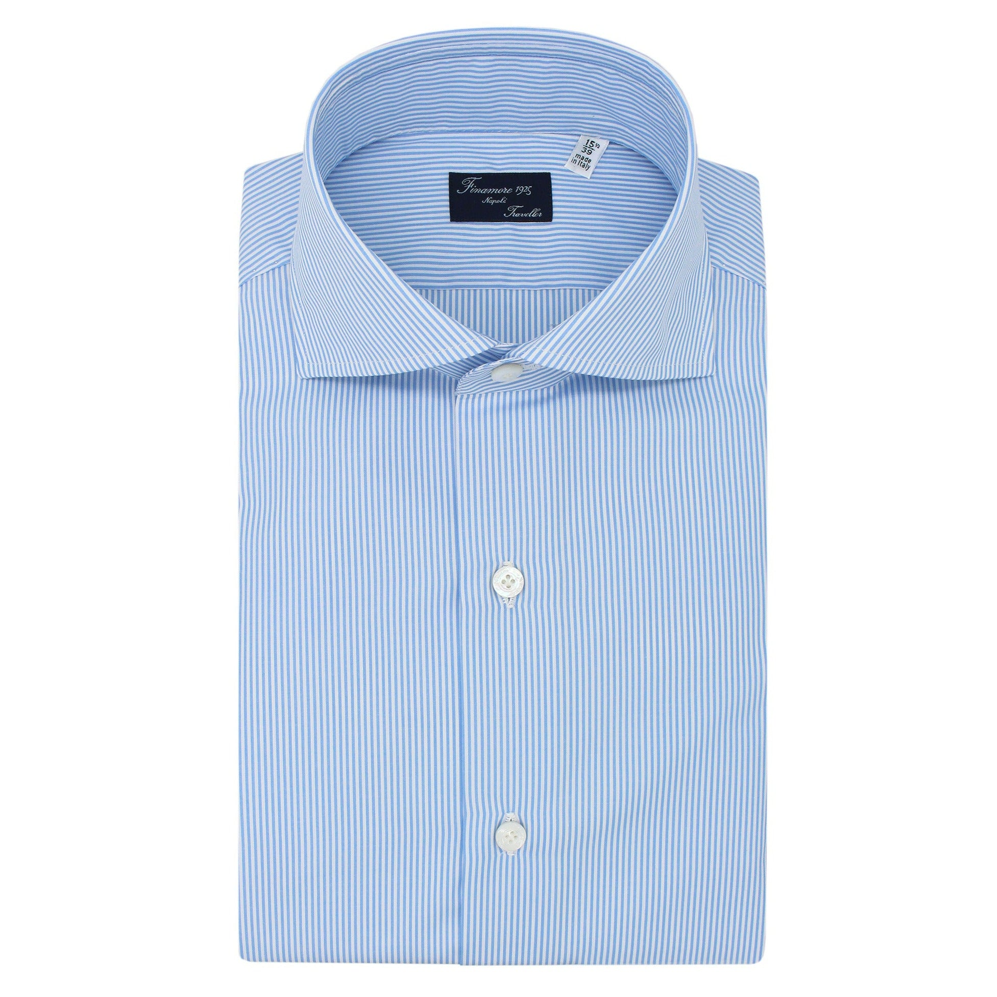 Napoli Traveller regular fit blue striped cotton shirt