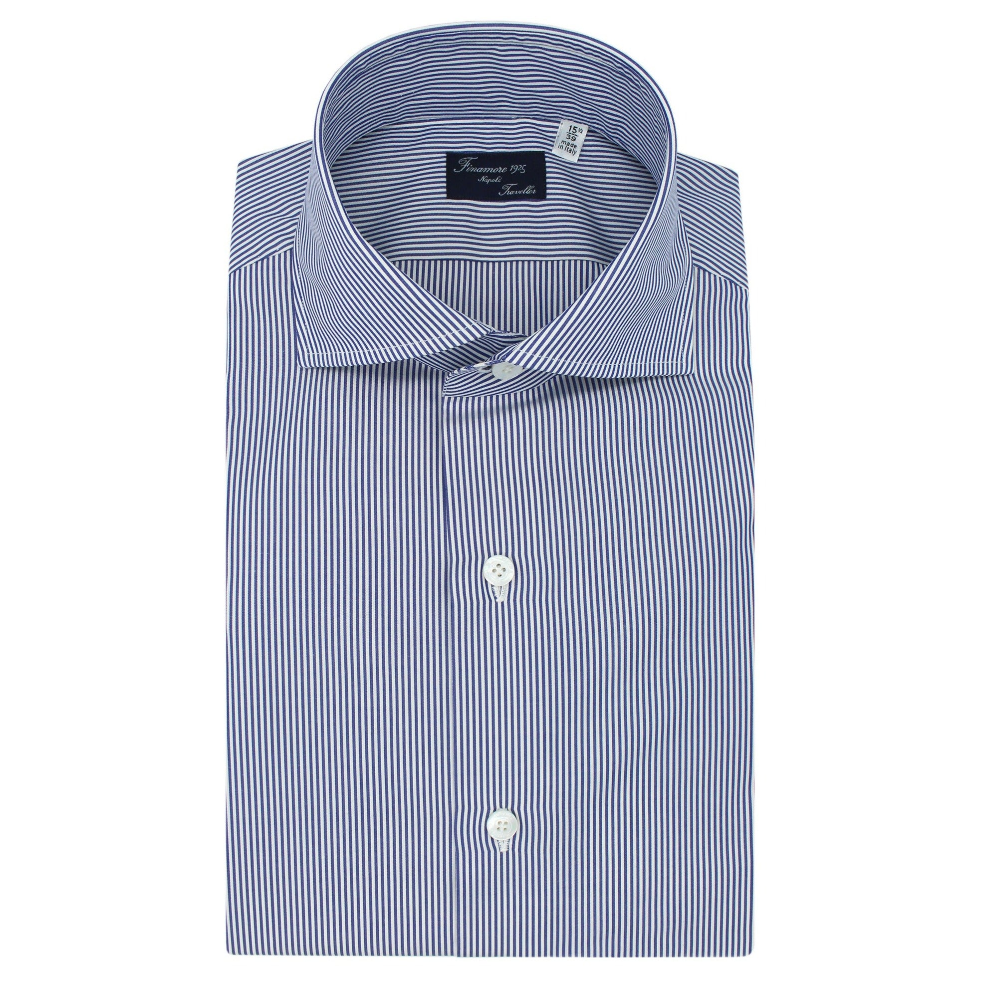 Napoli Traveller regular fit blue striped cotton shirt