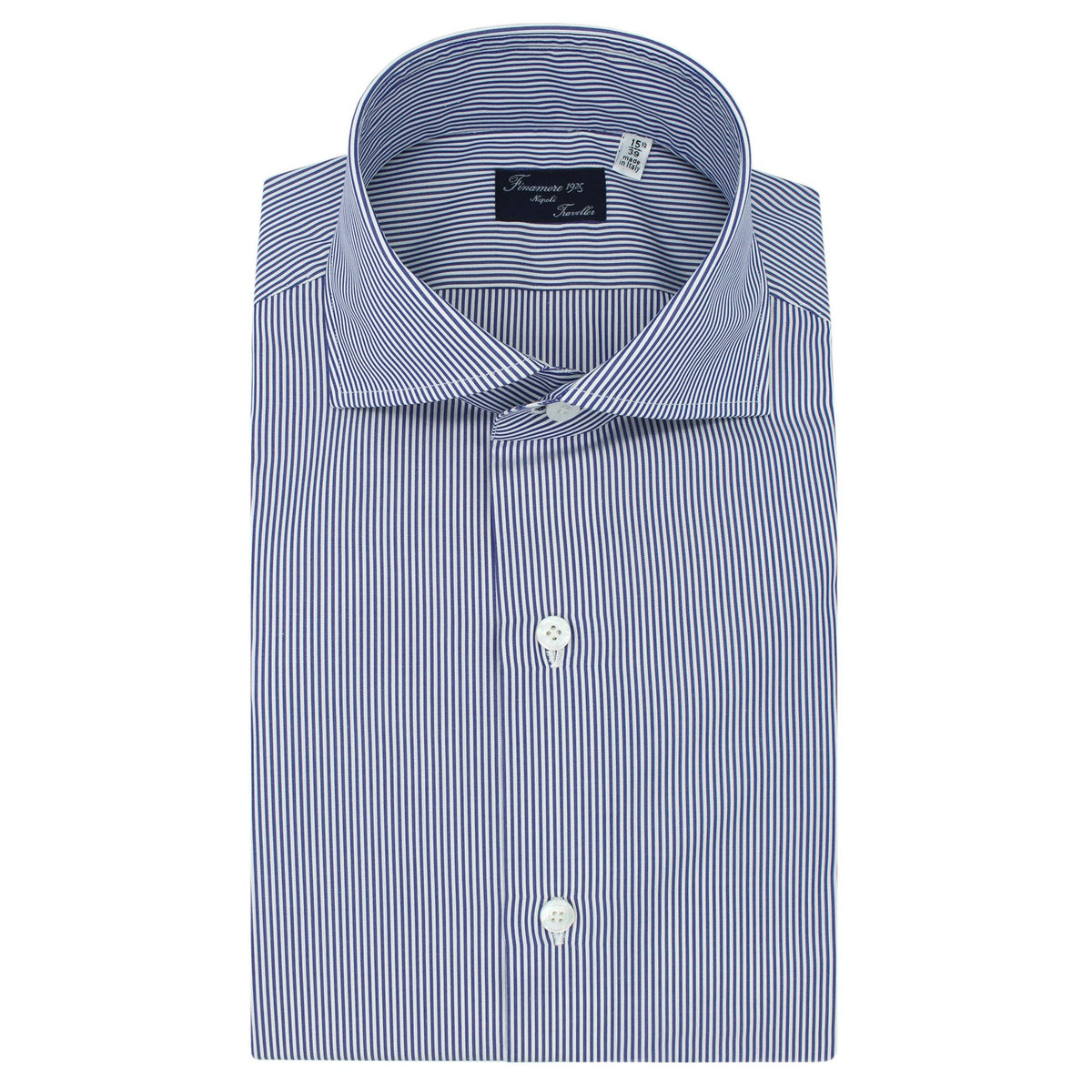 Napoli Traveller regular fit blue striped cotton shirt