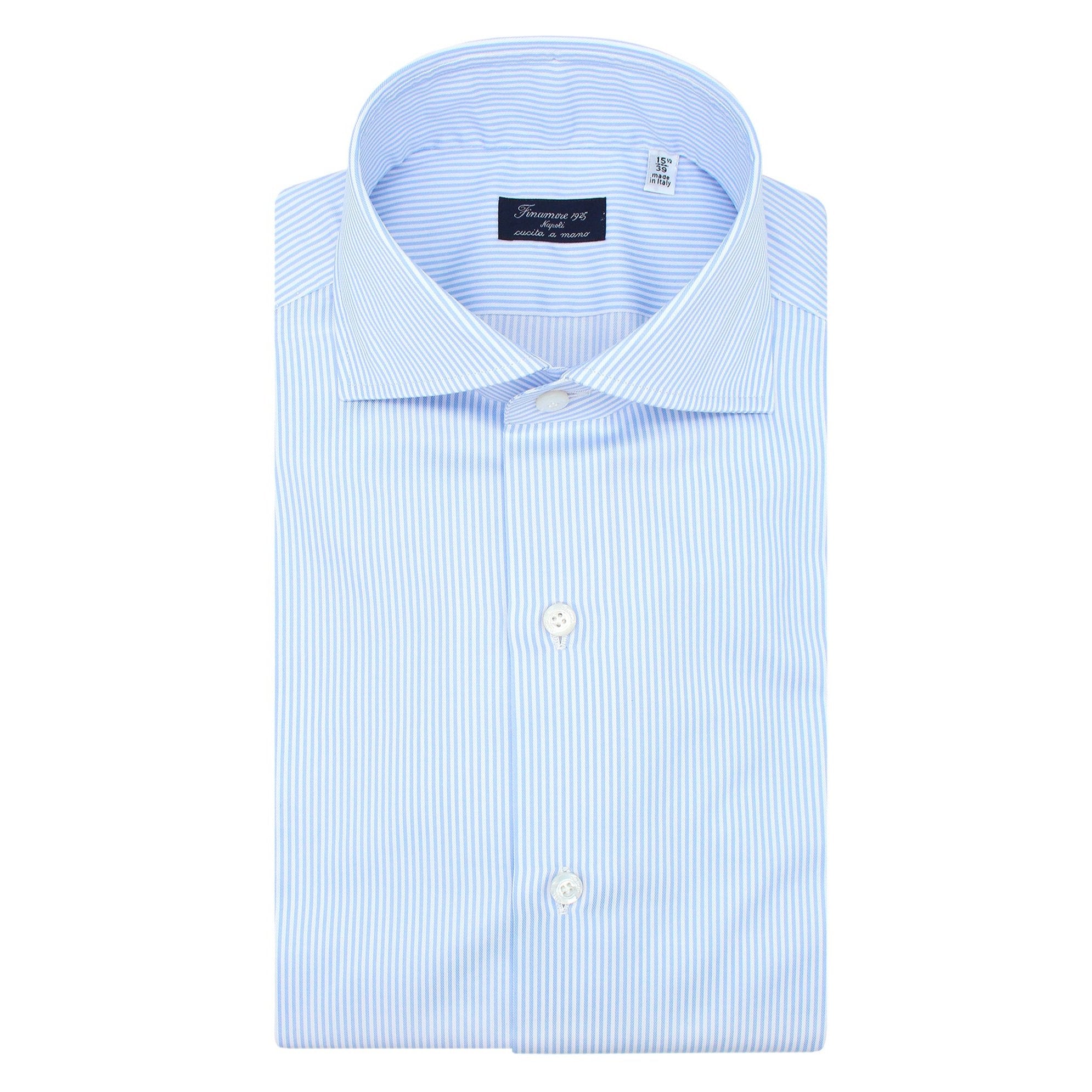 Classic regular shirt Napoli in blue striped cotton
