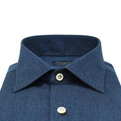 Classic Napoli shirt in blue cotton and cashmere. Carlo Riva