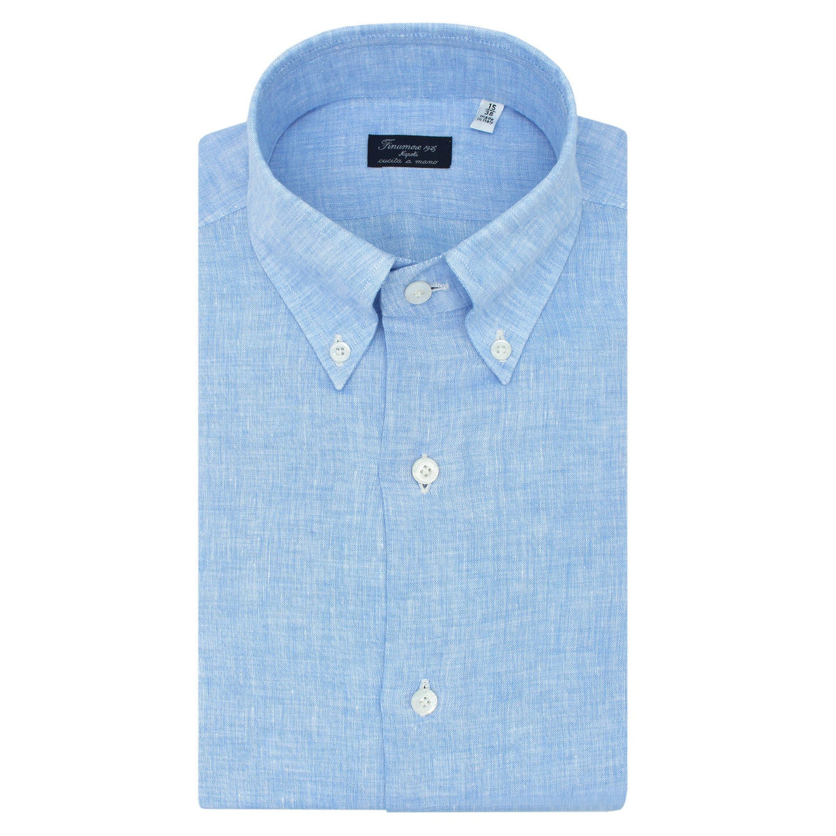 Napoli regular shirt in light blue linen button down collar
