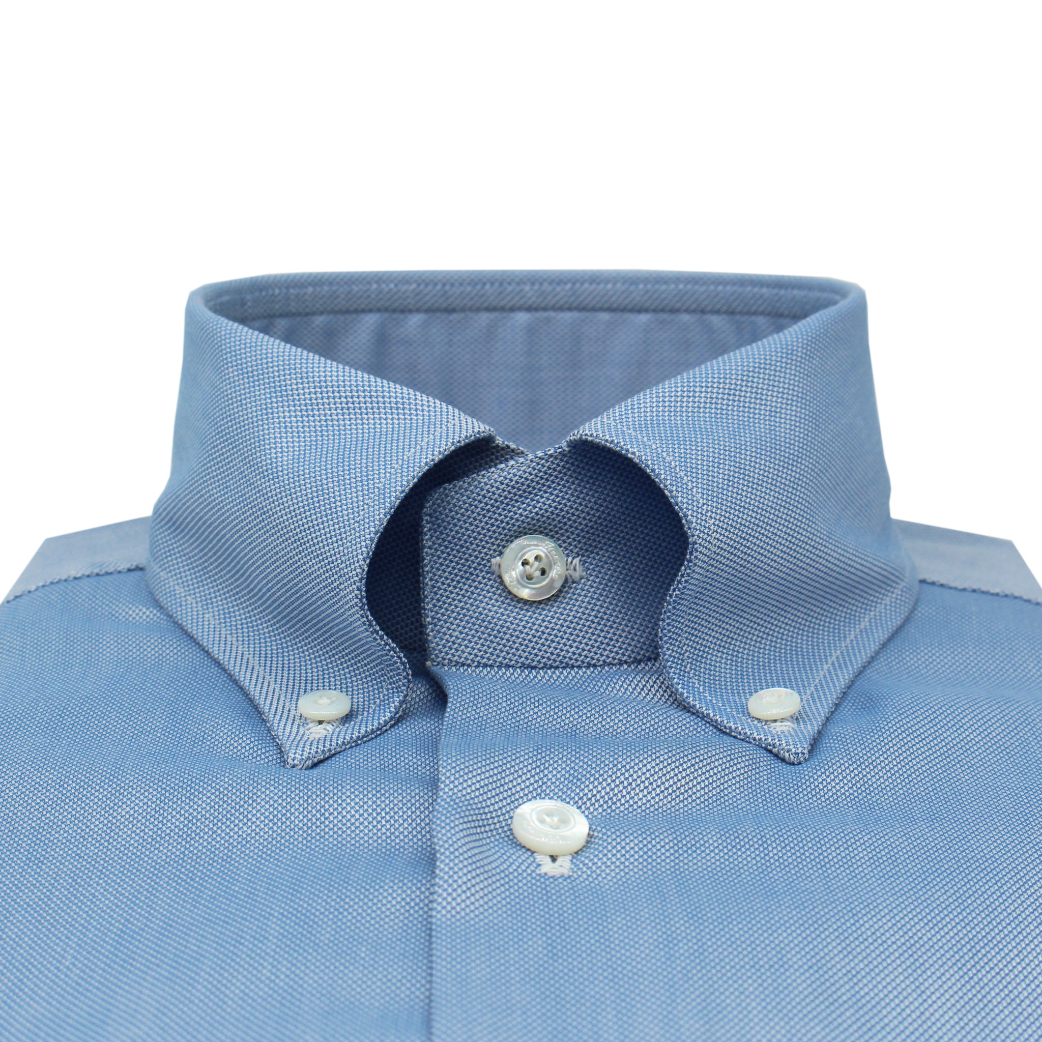 Camicia classica Napoli regular fit, cotone oxford blu, collo button down