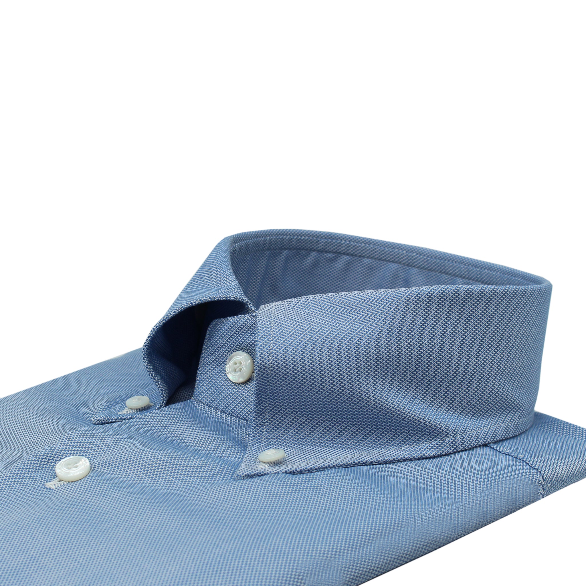 Camicia classica Napoli regular fit, cotone oxford blu, collo button down