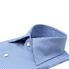 Camicia classica regolare Napoli, pied de poule in cotone blu