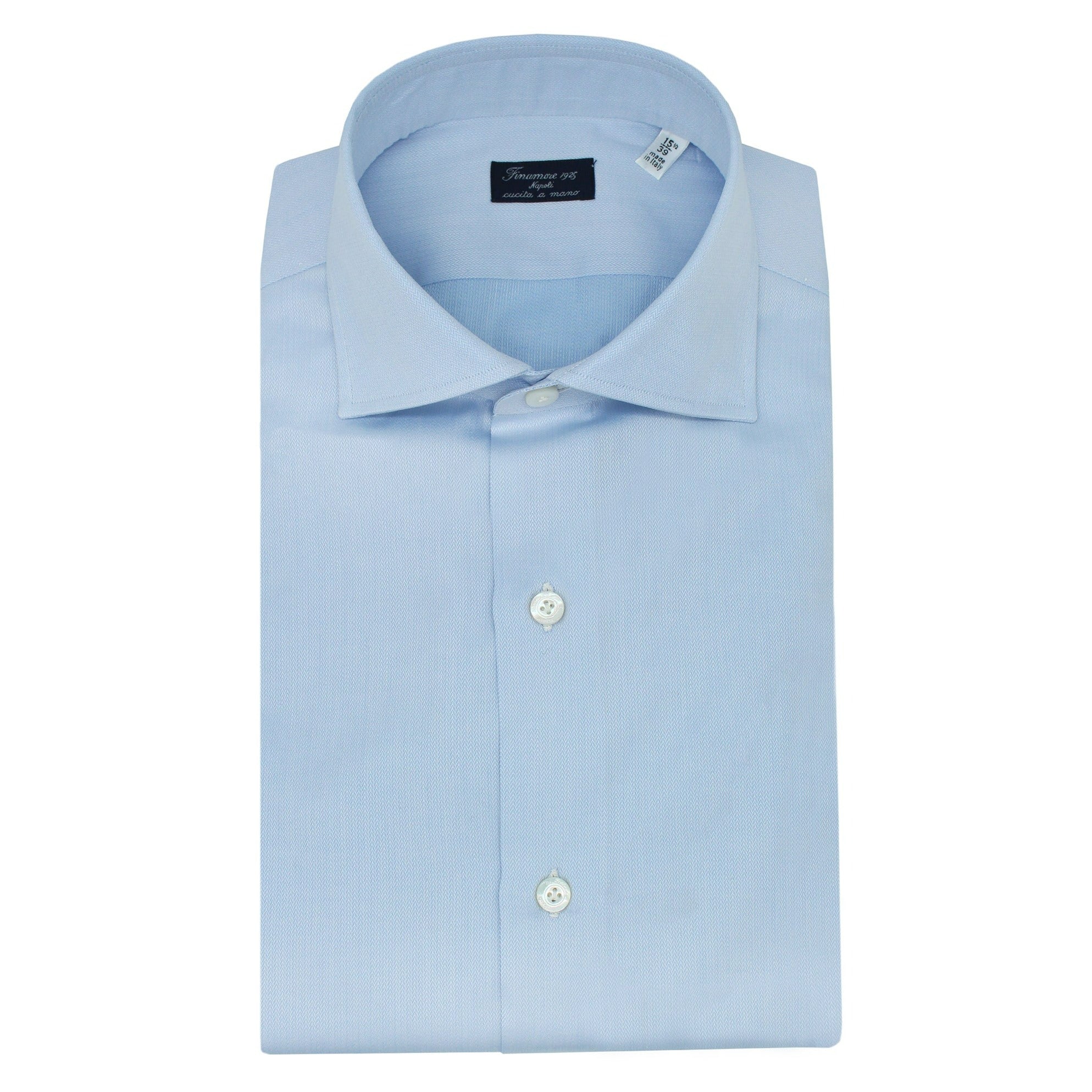 Classic Naples regular fit shirt in cotton micro herringbone pattern