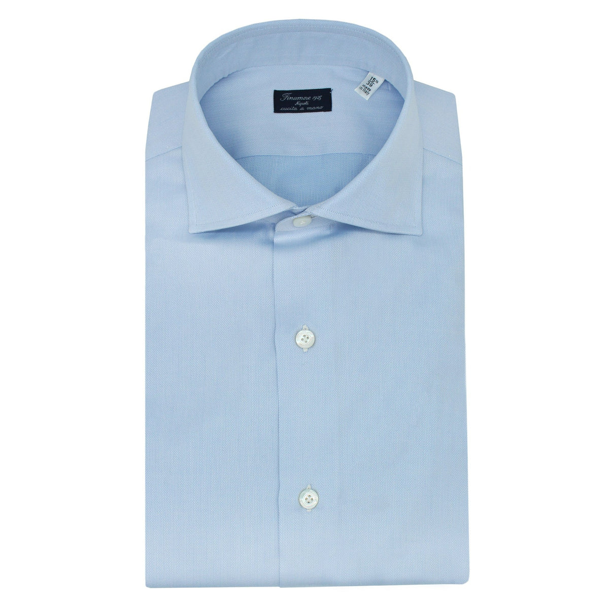 Classic Naples regular fit shirt in cotton micro herringbone pattern