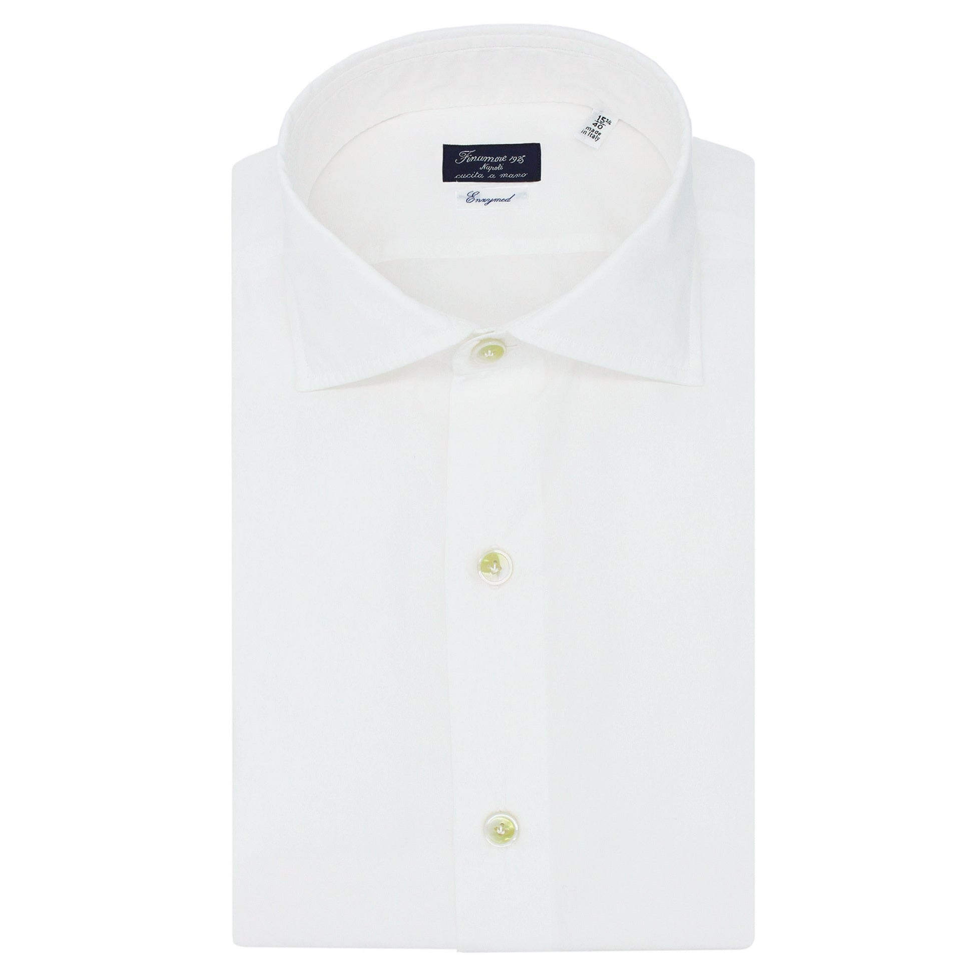 Napoli regular shirt in white cotton enzymed treatment