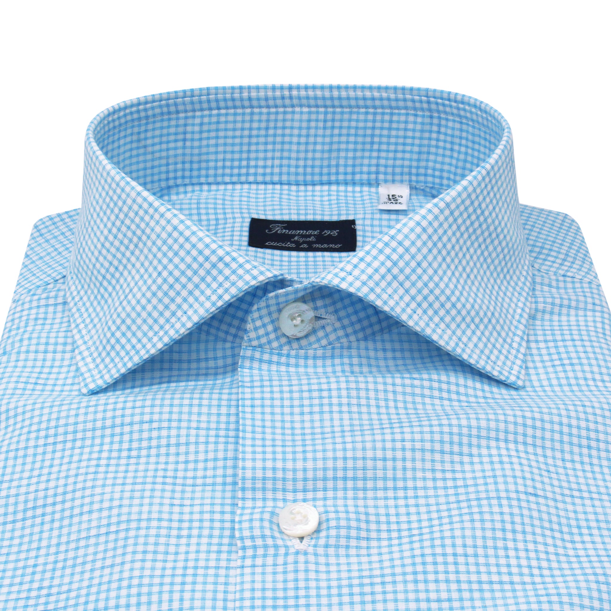 Camicia classica Napoli a quadri in lino e cotone. Tessuto Carlo Riva