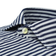 Napoli regular shirt Enzymed Cotton and Linen dark blue stripe