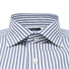 Classic regular Napoli cotton shirt white striped blue