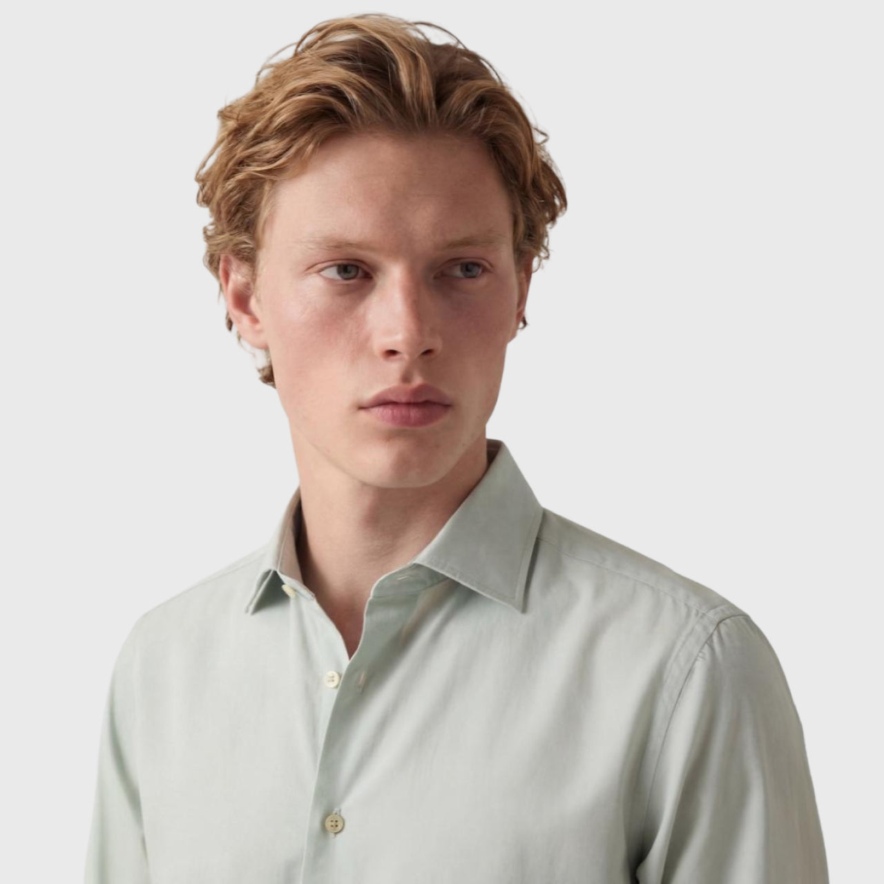 Napoli shirt regular fit cotton-silk mint garment dyed Zante collar