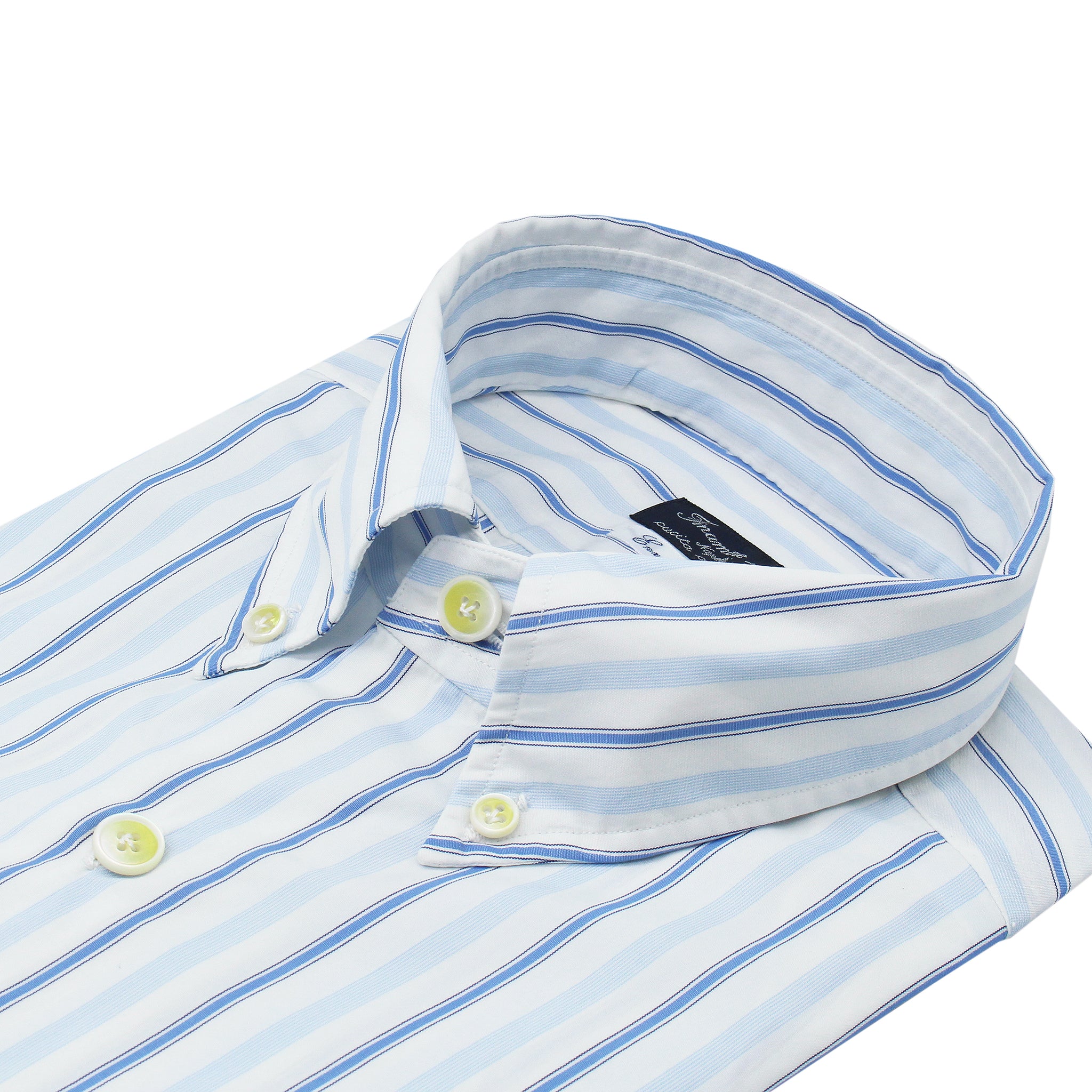 Camicia Napoli button down in cotone rigato. Trattamento enzimatico