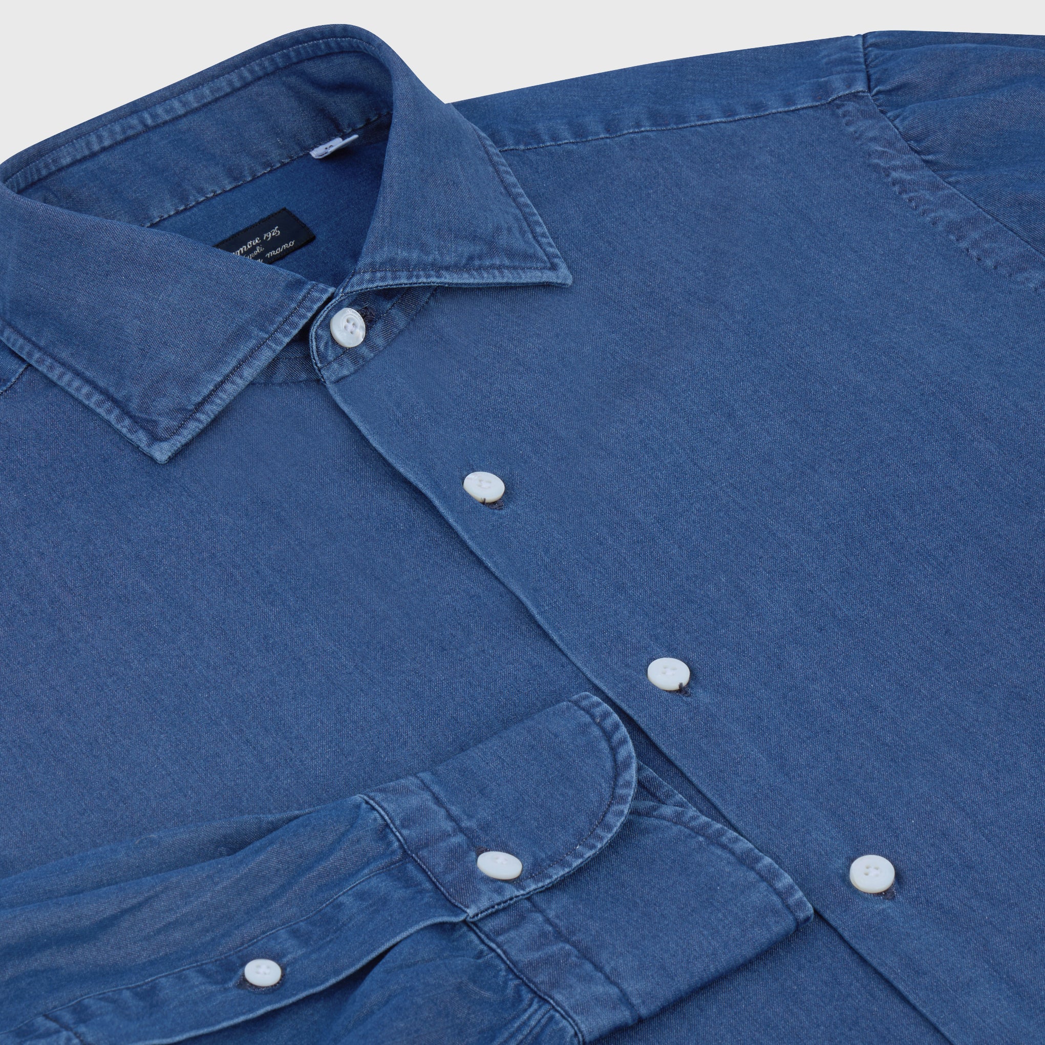 Napoli classic shirt regular fit in denim bleach and stone
