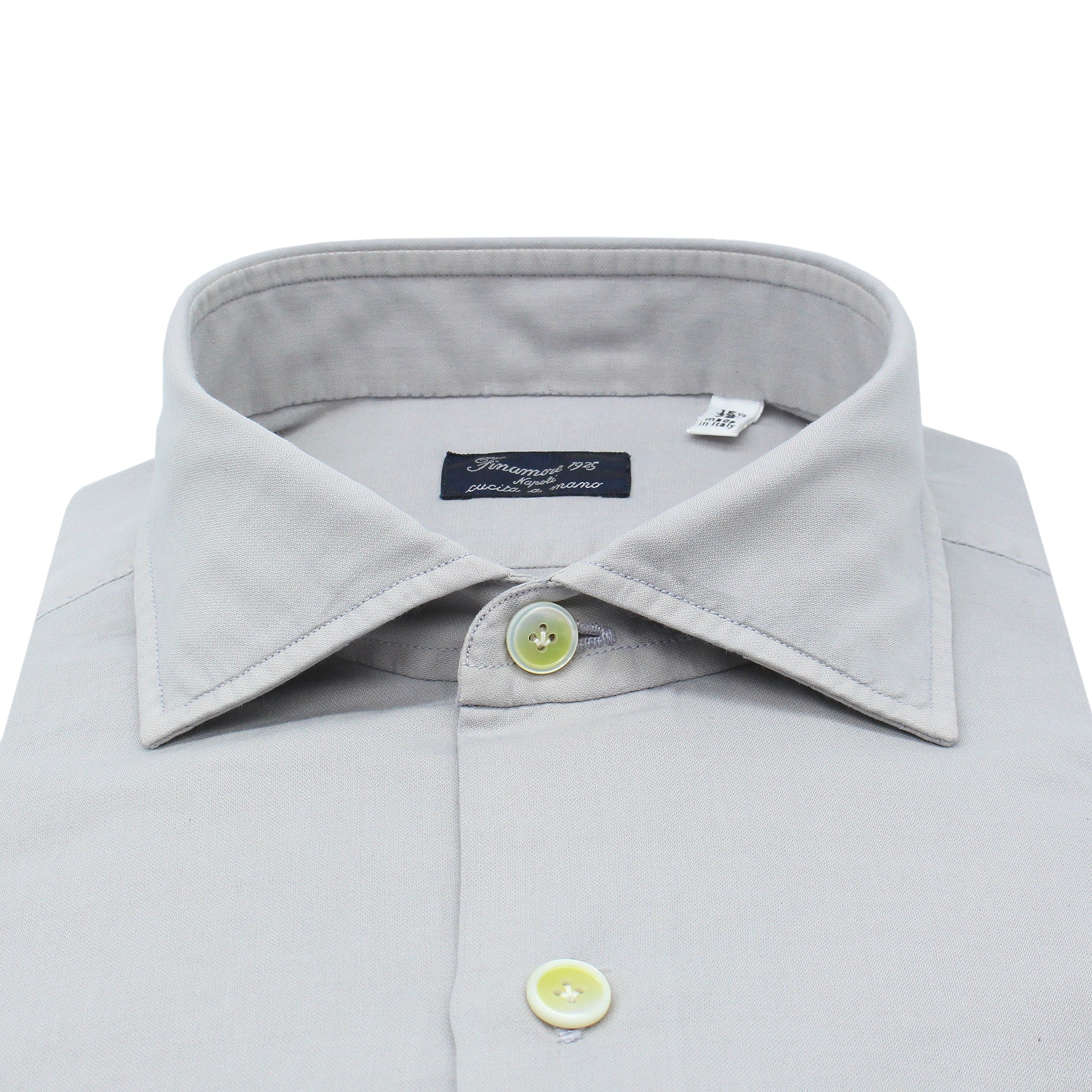 Classic Napoli cashmere and cotton shirt garment dyed gray. Carlo Riva