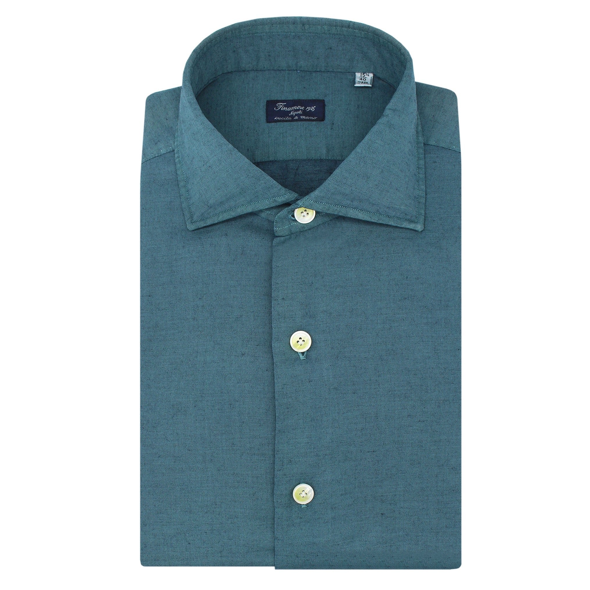 Classic regular Napoli cashmere and dark green cotton shirt. Carlo Riva