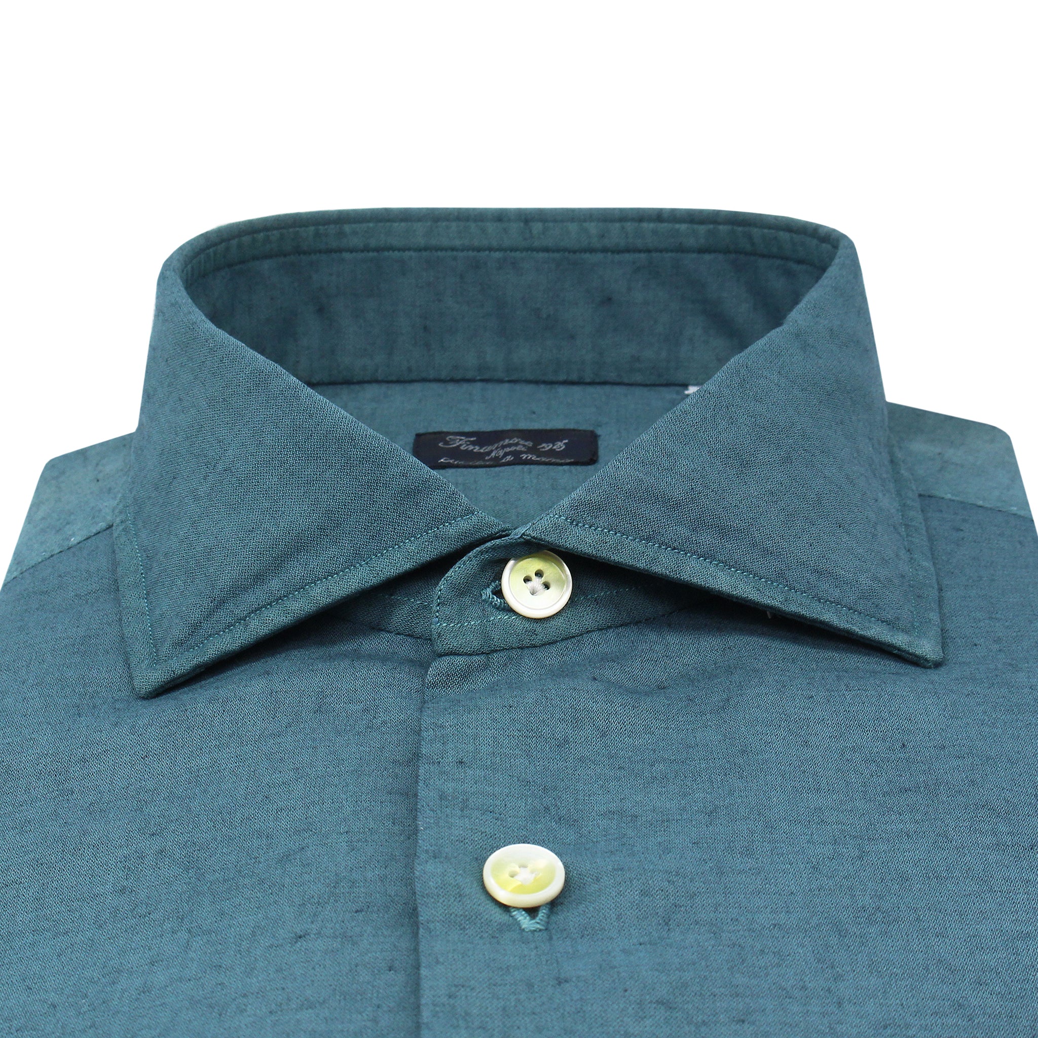 Classic regular Napoli cashmere and dark green cotton shirt. Carlo Riva