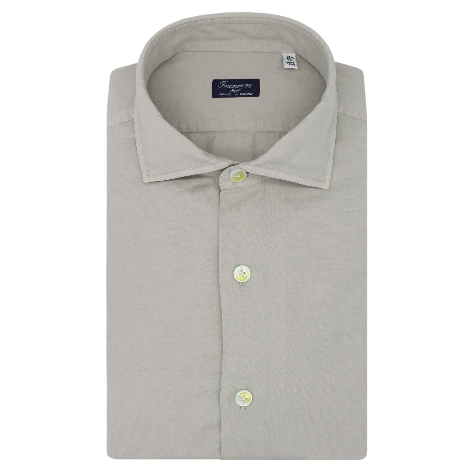 Classic Napoli cashmere and cotton shirt garment dyed gray. Carlo Riva