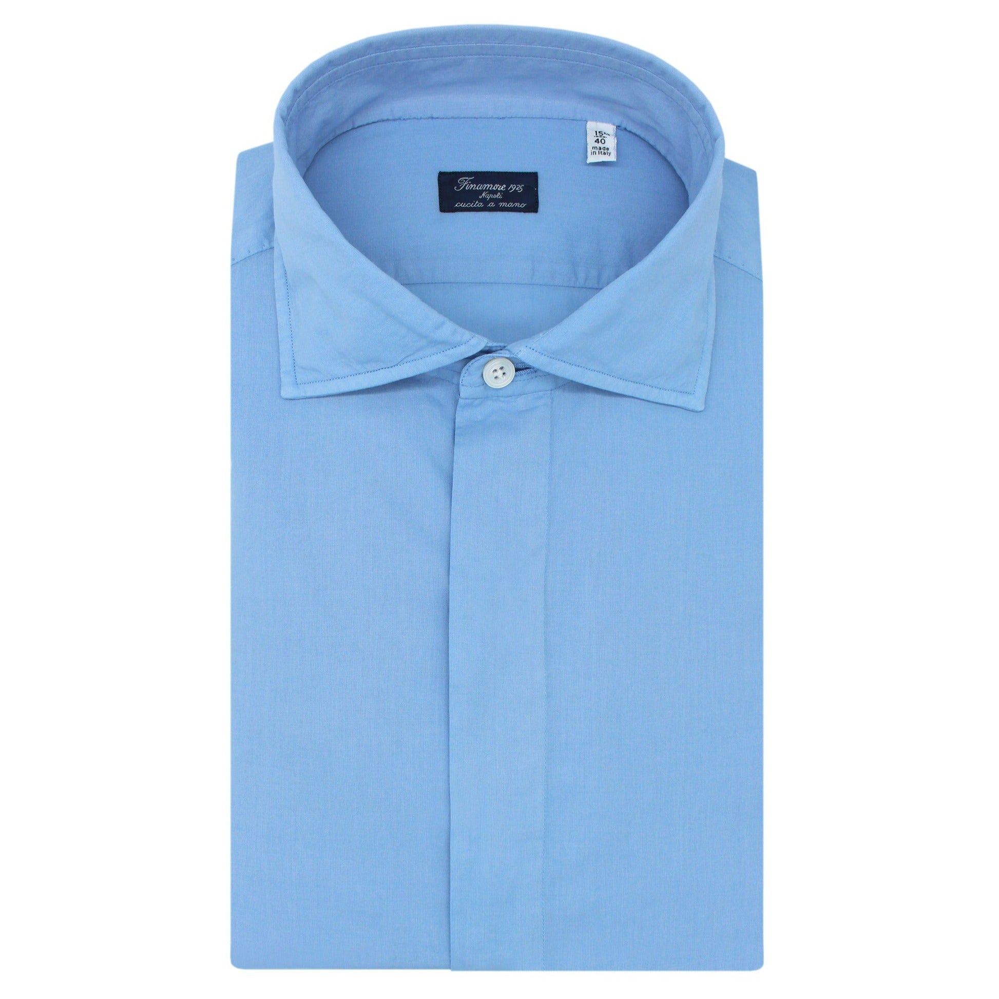 Napoli regular shirt in garment dyed light blue, coral or pink cotton