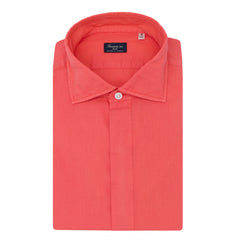 Camicia Napoli regolare in cotone tinto in capo colori azzurro, corallo o rosa