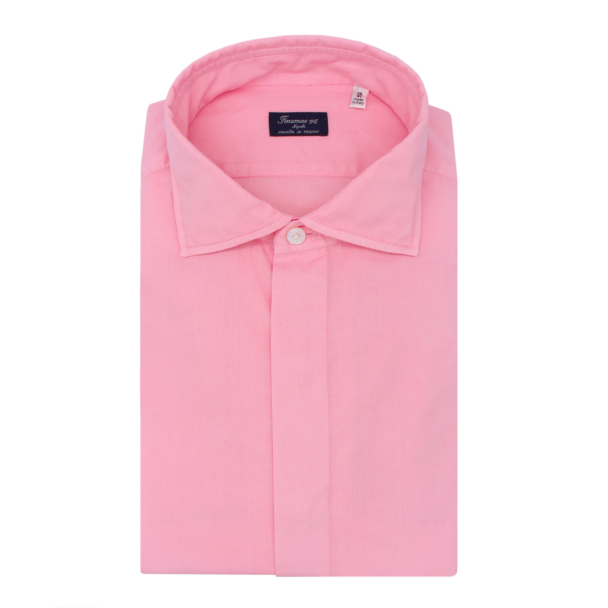 Camicia Napoli regolare in cotone tinto in capo colori azzurro, corallo o rosa