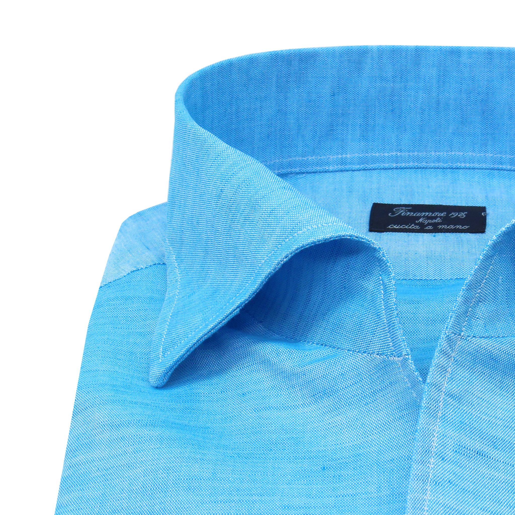 Regular Napoli shirt in linen and cotton, ustica collar. Carlo Riva fabric