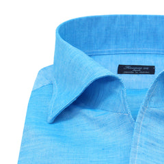 Regular Napoli shirt in linen and cotton, ustica collar. Carlo Riva fabric
