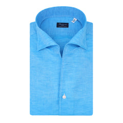 Regular Napoli shirt in linen and cotton, ustica collar. Carlo Riva fabric