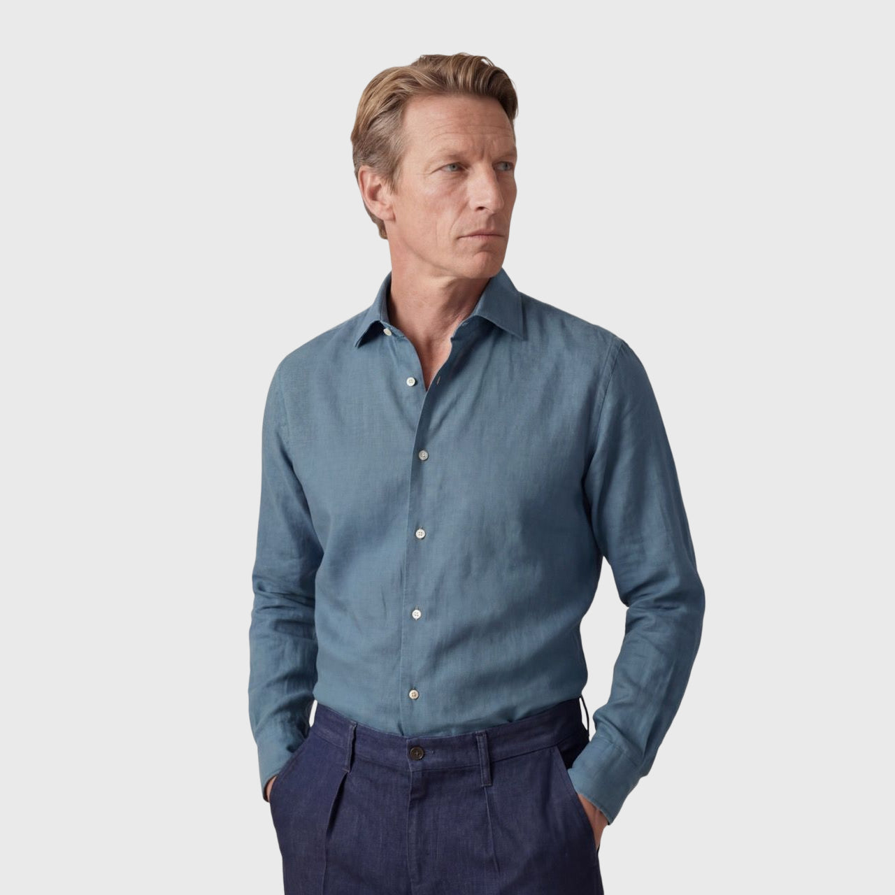 Napoli shirt regular fit hemp-cotton-silk sand garment dyed Achille collar