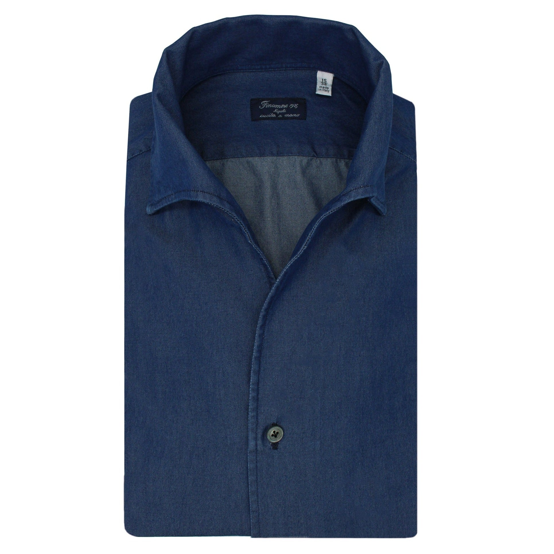 Naples regular shirt in fake cotton dark denim ustica collar