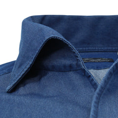 Naples regular shirt in fake cotton dark denim ustica collar