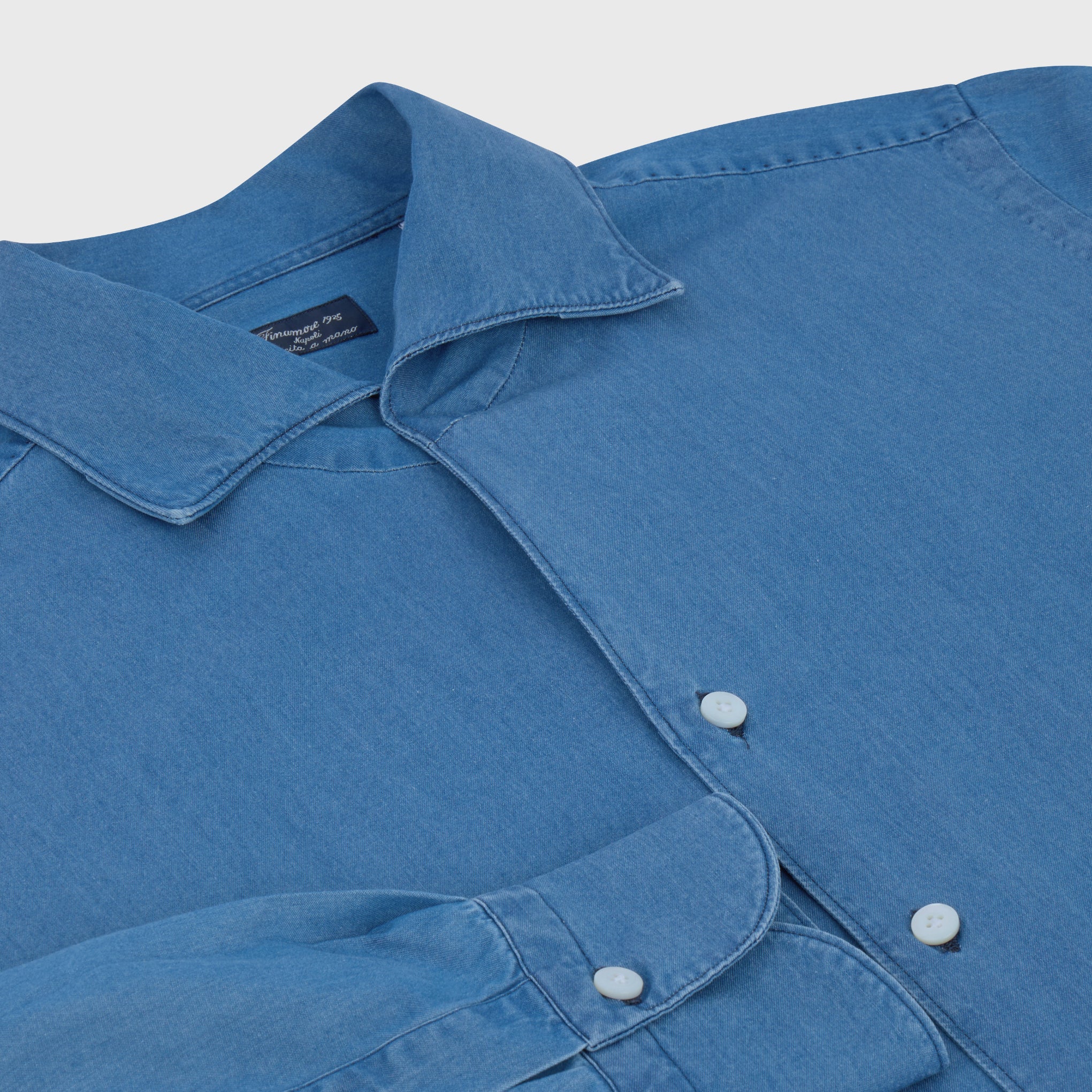 Napoli shirt regular fit cotton denim Stone Ustica collar