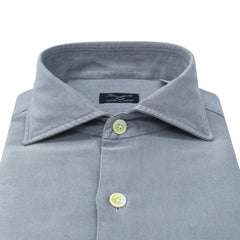 Camicia classica regolare Napoli in seta e cotone grigio. Tessuto twill Carlo Riva