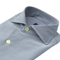 Camicia classica regolare Napoli in seta e cotone grigio. Tessuto twill Carlo Riva