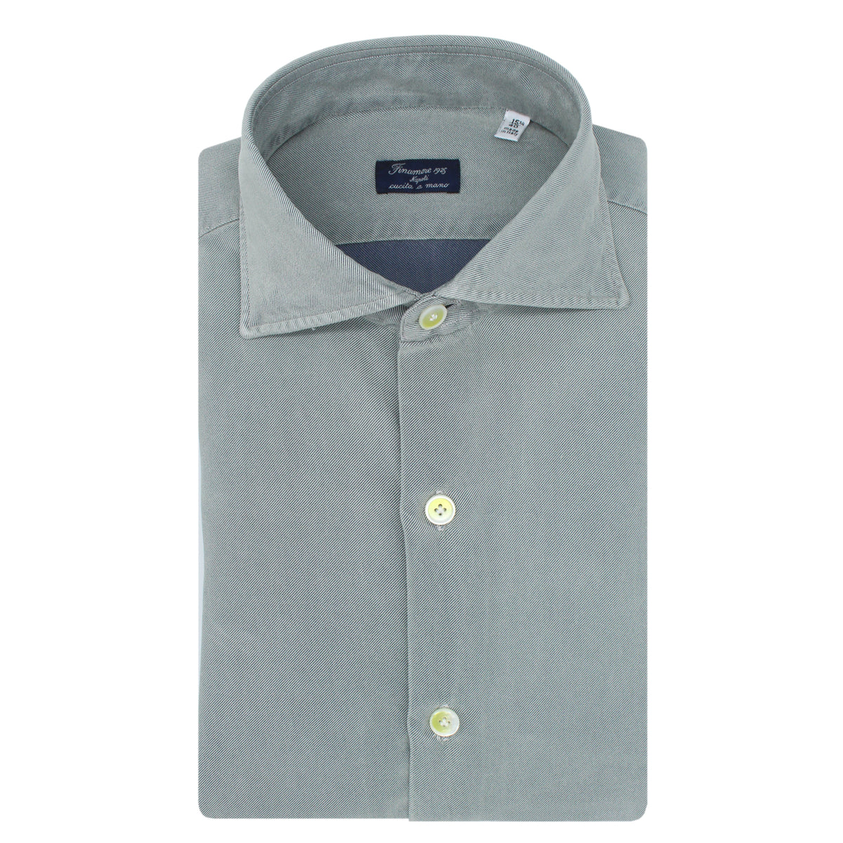 Camicia classica regolare Napoli in seta e cotone grigio. Tessuto twill Carlo Riva