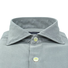 Camicia classica regolare Napoli in seta e cotone grigio. Tessuto twill Carlo Riva