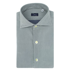 Camicia classica regolare Napoli in seta e cotone grigio. Tessuto twill Carlo Riva
