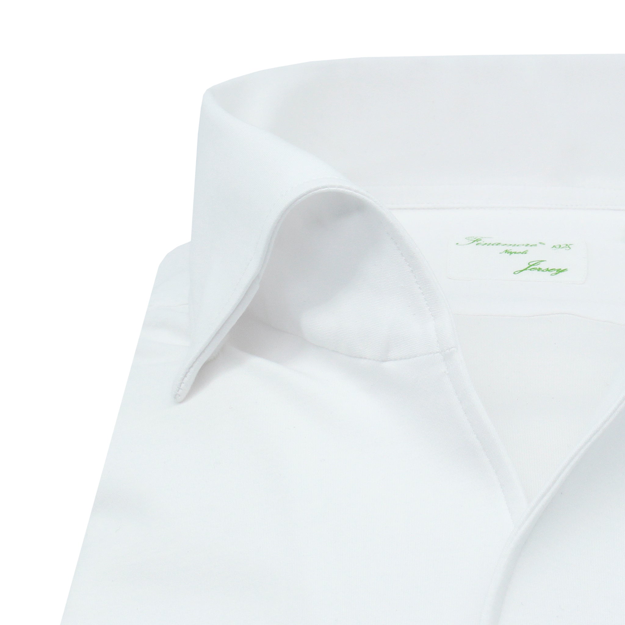 Camicia classica Napoli in jersey di cotone bianco collo ustica