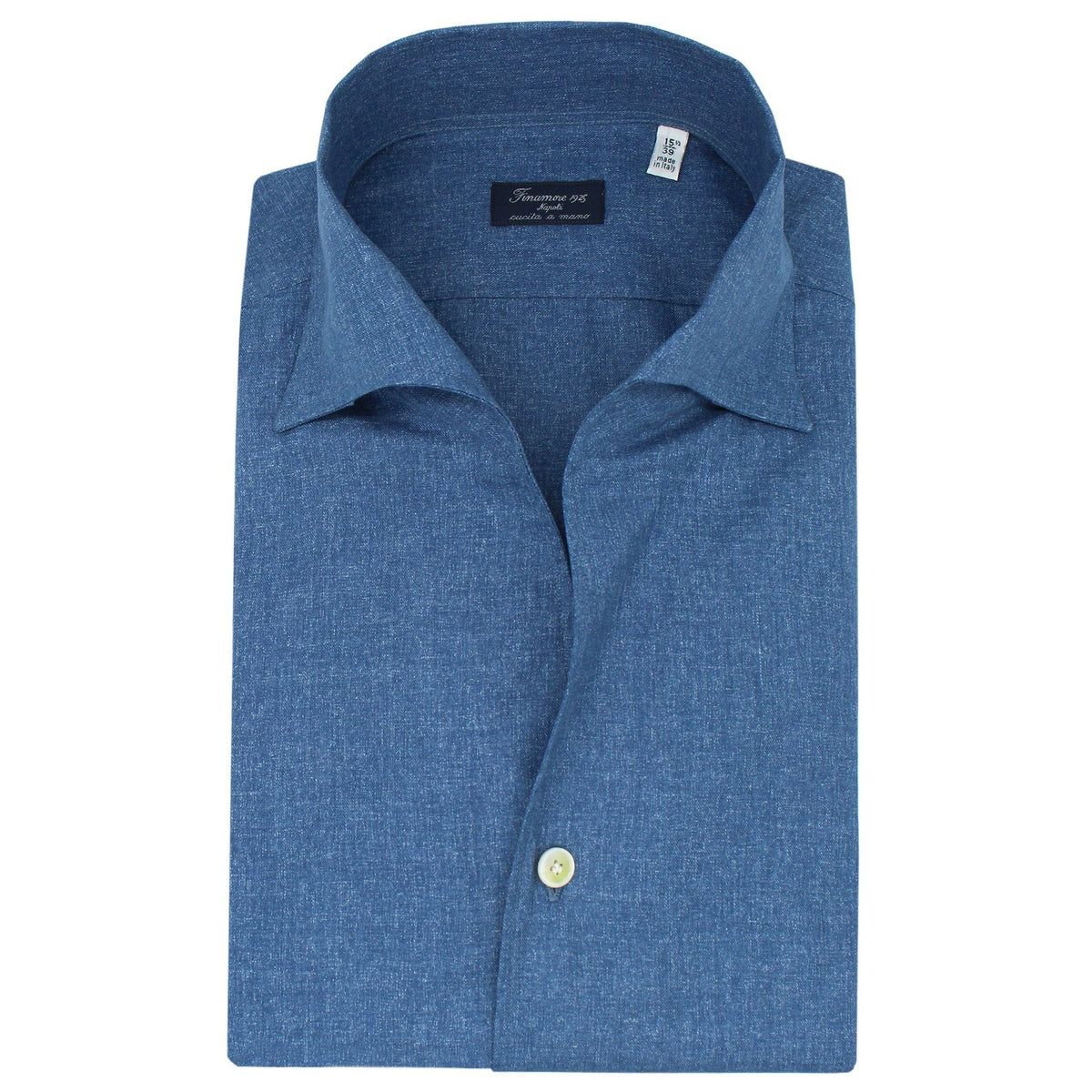 Classic regular Napoli cotton blue Carlo Riva one piece collar shirt