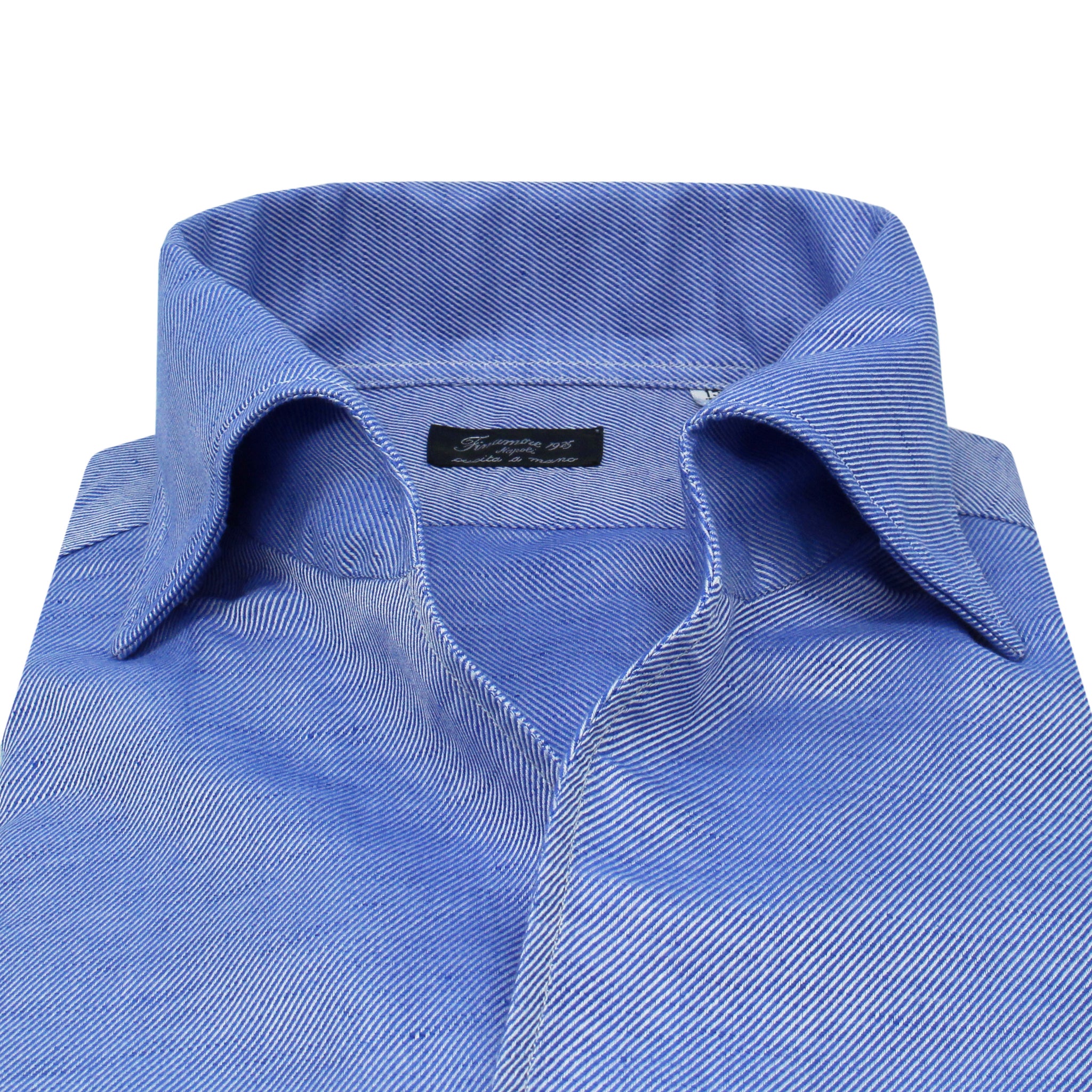 Camicia classica regular collo Napoli Ustica cotone e lino. Tessuto Carlo Riva