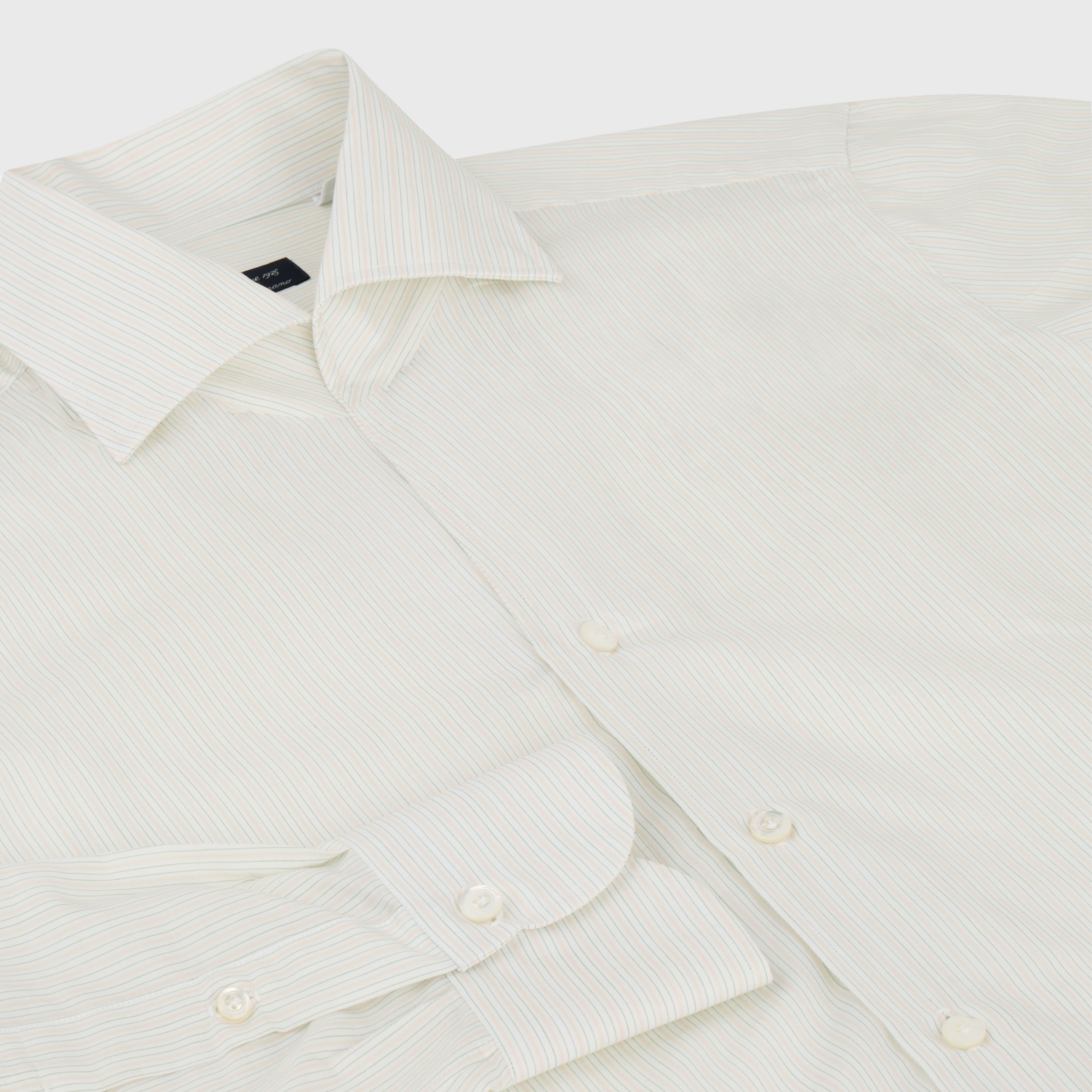 Napoli shirt regular fit cotton twill stripe Carlo Riva 180/2 Ustica shawl collar